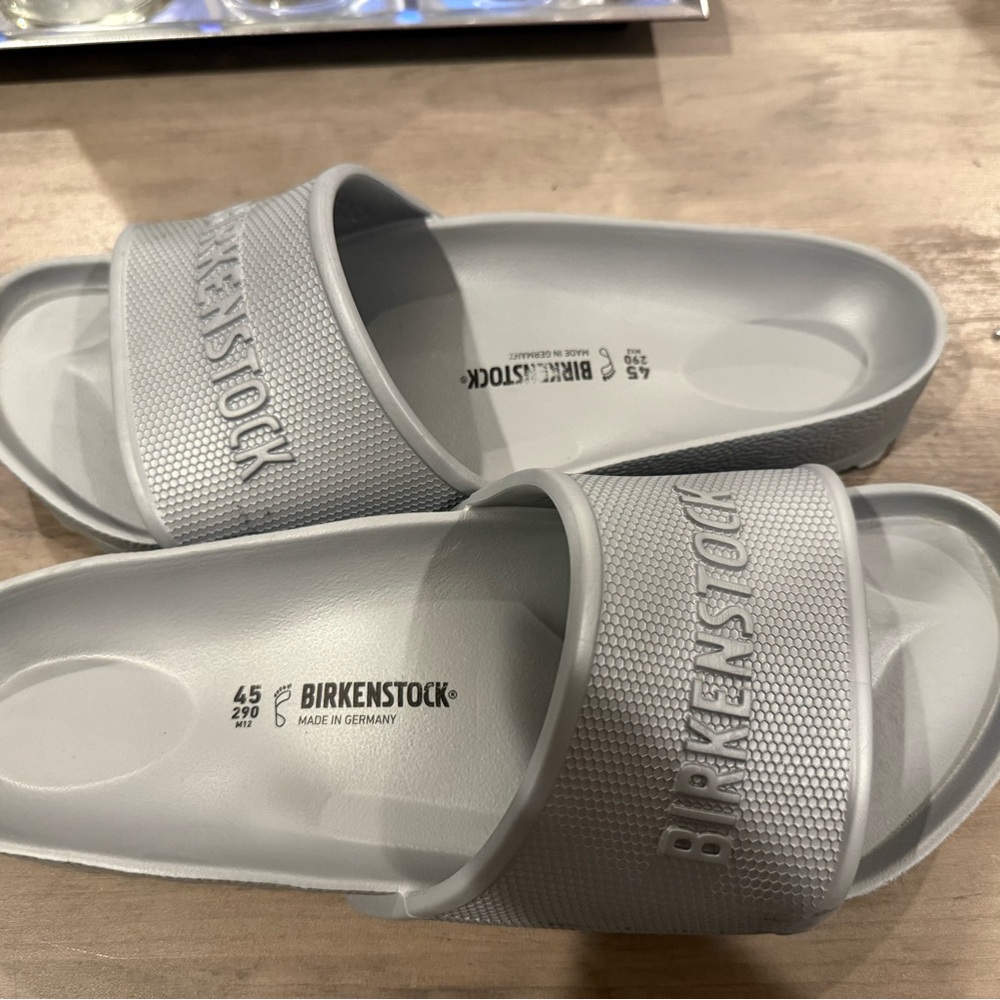 Birkenstock Light Gray Slide Sandals